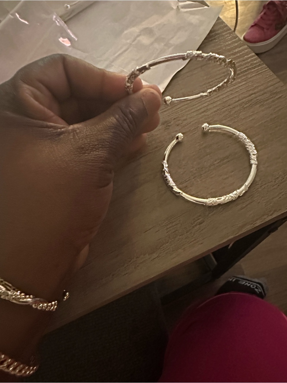 Last pair .925 Sterling Silver Bangle Set perfect for smaller wrist DELICATE …. - Picture 2 of 4